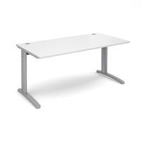 structure cable managed rectangular desk white 1600mm silver frame