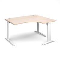 Structure Cable Managed Deluxe Ergonomic Desk Maple Right Handed 1400mm White Frame