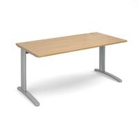 Structure Cable Managed Rectangular Desk Oak 1600mm Silver Frame