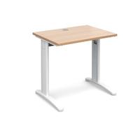 structure cable managed slimline rectangular desk beech 800mm white fr ...