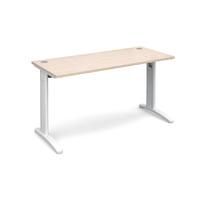 structure cable managed slimline rectangular desk maple 1400mm white f ...