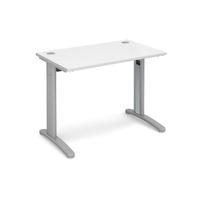 Structure Cable Managed Slimline Rectangular Desk White 1000mm Silver Frame