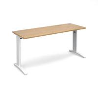 structure cable managed slimline rectangular desk oak 1600mm white fra ...