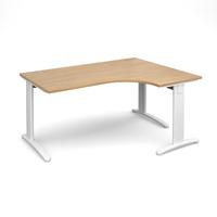 Structure Cable Managed Deluxe Ergonomic Desk Oak Right Handed 1600mm White Frame