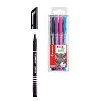 stabilo sensor black fineliner foc pk4 assorted ss811643