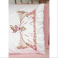 stamped lace edge pillowcase 30x20 2pkg fence lady 273316