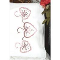 stamped perle edge pillowcase 30x20 2pkg three hearts 242949