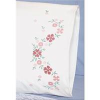 stamped perle edge pillowcase pair 20x30ins small flower 242950