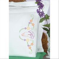 stamped pillowcases with white perle edge 2pkg praying hands 272434