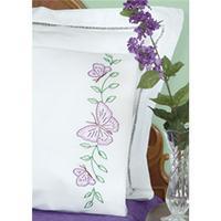 stamped pillowcases with white perle edge 2pkg circle of butterflies 2 ...