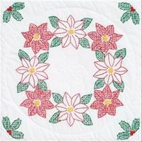 Stamped White Quilt Blocks 18X18 6/Pkg-Poinsettias 272418