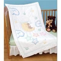 stamped white quilt crib top 40x60 bear on the moon 243463