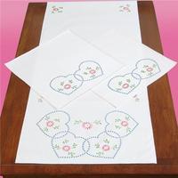 Stamped Dresser Scarf & Doilies Perle Edge 3/Pkg-Starburst Of Hearts 243032