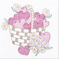 stamped white quilt blocks 18x18 6pkg basket of hearts 272414