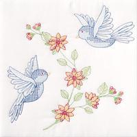 Stamped White Quilt Blocks 18X18 6/Pkg-Birds 243041