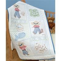 stamped white quilt crib top 40x60 little boys 243161