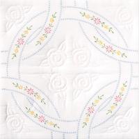 Stamped White Quilt Blocks 18X18 6/Pkg-Interlocking Wedding Rings 243040