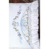 Stamped Lace Edge Pillowcase 30X20 2/Pkg-Ribbon & Bows Lady 230076