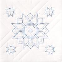 Stamped White Quilt Blocks x 6 - 18x18ins, Stars 243045