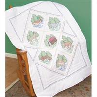 stamped white lap quilt top 38x58 great outdoors 272423