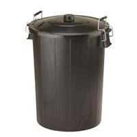 Strata Refuse Bin with Lid and Metal Clip Handles 80 Litre Black GN346