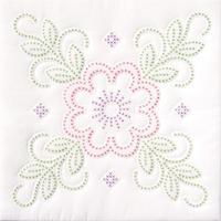 Stamped White Quilt Blocks 18X18 6/Pkg-Floral Design 243047