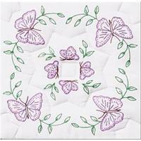 stamped white quilt blocks x 6 18x18ins interlocking circle of butterf ...