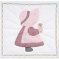 Stamped White Quilt Blocks 18X18 6/Pkg-Sunbonnet Girl 243209