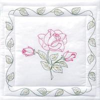 stamped white quilt blocks 18x18 6pkg rose 243195