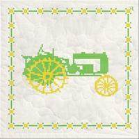 Stamped Quilt Blocks 18X18 6/Pkg-Green Tractor 243020