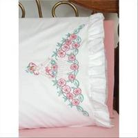 stamped lace edge pillowcase 30x20 2pkg flower lady 273315