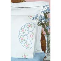 Stamped Pillowcases With White Perle Edge 2/Pkg-Starburst Of Hearts 243076