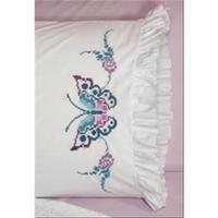 Stamped Lace Edge Pillowcase 30X20 2/Pkg-Large Butterfly 230083