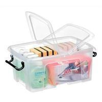 strata smart box clip on folding lid carry handles 12 litre clear ref