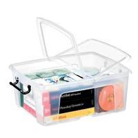 strata smart box clip on folding lid carry handles 24 litre clear ref