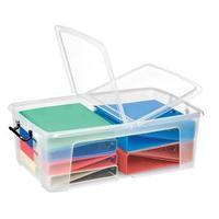 strata smart box clip on folding lid carry handles 50 litre clear ref