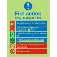 Stewart Superior PM032SRP Screw Plastic Sign 200x300 - Fire Action -