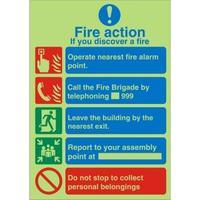 Stewart Superior PM311SRP Screw Plastic Sign 200x300 - Fire Action -