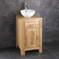 Stabia Round Basin with Alta 45cm Solid Oak Cabinet Set