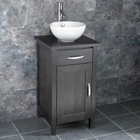 Stabia Circular Basin with 45cm Ohio Wenge Oak Freestanding Bathroom Cabinet