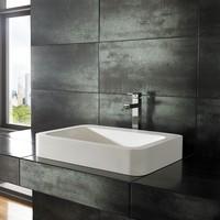 Stylish Rectangular 60cm by 41.5cm Kole Solid Surface Pure White Countertop Basin