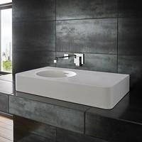 Stylish Rectangular 80cm by 48cm Maze Solid Surface Pure White Counter Mounted Basin