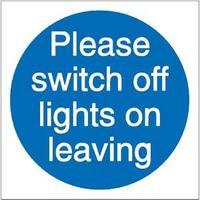 Stewart Superior Please Switch Off Lights Self Adhesive Sign M013SAV