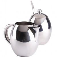 Stainless Steel Sugar Bowl & Milk Jug