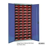 steel cabinet with 52 tc4 red plastic containers 2000h x 1015w x 430d