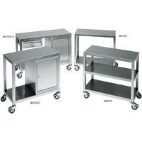 Stainless Steel 2 Tier Trolley with Cabinet & Drawer 1200 x 550