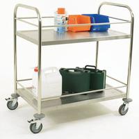 Stainless Steel Trolley with Retaining Bars and 2 Shelves