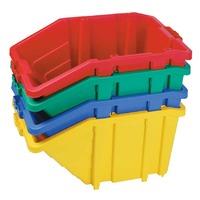 Stackable Recycling Box Bins With Hinged Lid - Red Finish