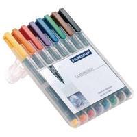 Staedtler Lumocolor Fine Tip Permanent OHP Pen Assorted Pack of 8