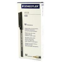Staedtler Medium Black Stick Ballpoint Pen Pack of 10 430-M9